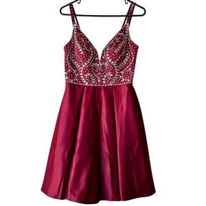 New JJ’s House A-line satin rhinestones short dress homecoming prom formal  4